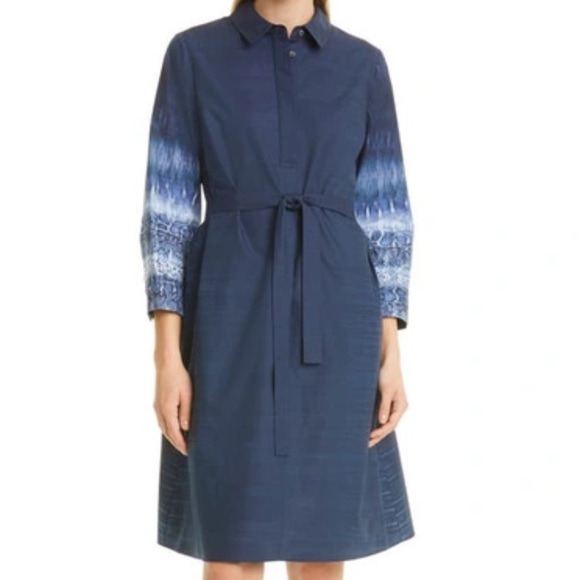 Kobi Halperin Sapir Snake Accent Sleeve Shirt Dress Navy Blue Womens Size Medium - Picture 1 of 15